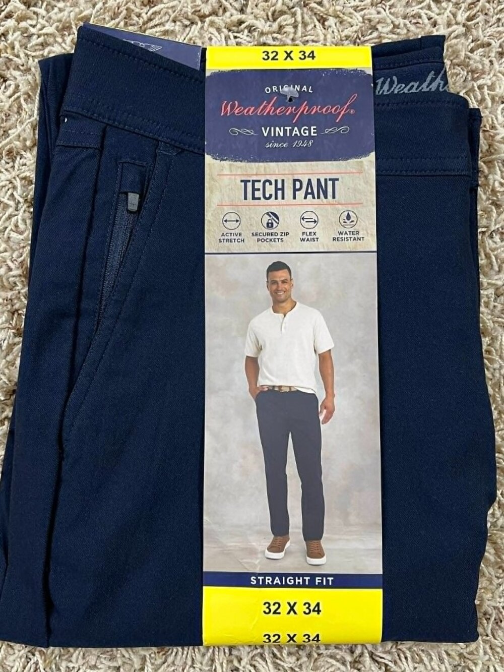 Weatherproof Vintage Men's Tech Pants Blue, Size 32x34 (New)